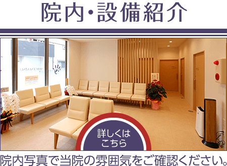 院内・設備紹介|院内写真で当院の雰囲気をご確認ください。詳しくはこちら